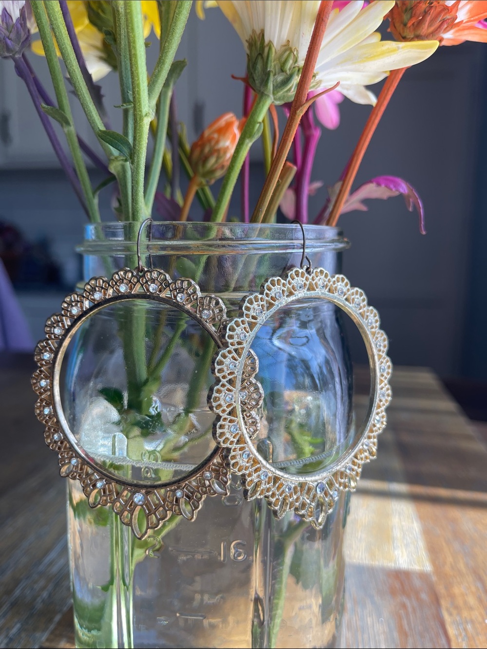 Bohemian dangle hoop earrings